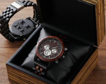 Orologio in legno personalizzato, orologio da polso da uomo inciso, regalo per uomo