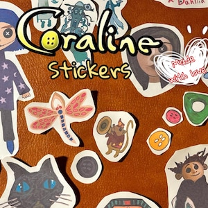 Coraline Sticker Pack: Hand-Drawn Glossy Creepy-Cute Gothic Art