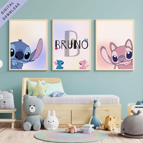 Personalized Stitch Print, Set of Nursery Wall Art, Stitch Nursery Decor,  Custom Name Stitch Decor, Girl Room Decor, Custom Name Sign