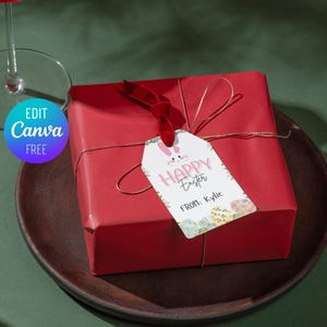 Bearbeitbare Oster Geschenkanhänger: Druckbare Hase Bag Anhänger (Instant Download)