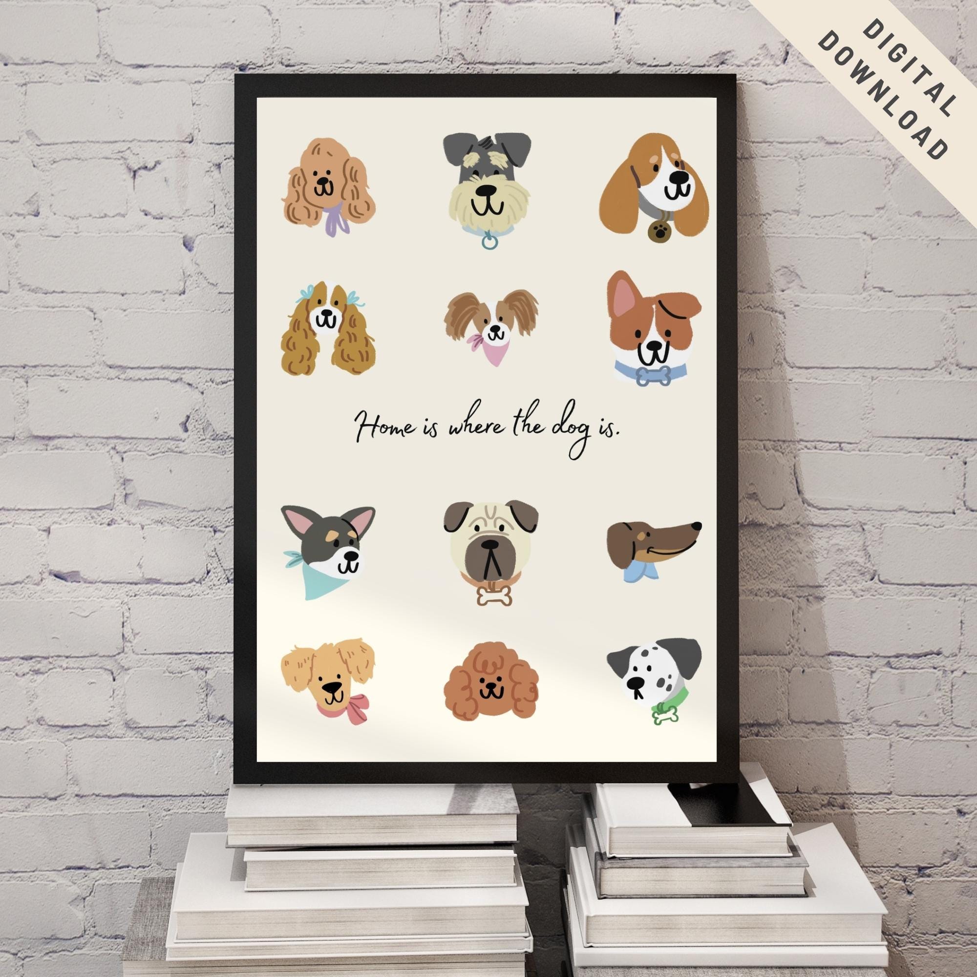 Dog Wall Art Print, Nursery Animal Wall Decor, Modern Pet Poster, Fun Dog Lover Gift, Dog Lover Gift, Pet Lover Gift, Dog Printable Art