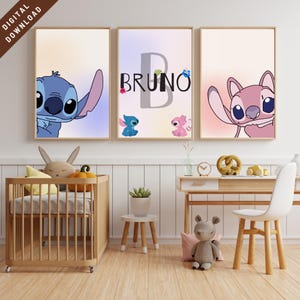 Personalized Lilo & Stitch Nursery Wall Print, Custom Name Lilo and Stitch Nursery Decor, Custom Name Stitch Decor, Lilo Print, Stitch Print