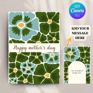 Tarjeta editable para el Día de la Madre, Tarjeta para el Día de la Madre, Regalos para el Día de la Madre, Tarjeta de acuarela para el Día de la Madre, Descarga instantánea, Editable en Canva