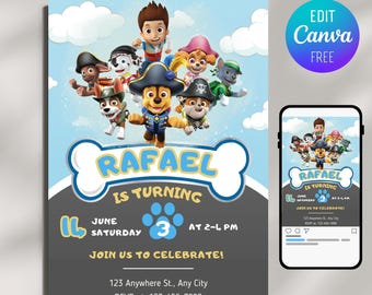 Editable Birthday Invitation Template, Printable Birthday Party Invitation, Digital Kids Party Invite Template Evite Bday Card