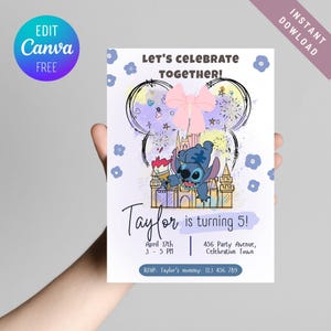 Editable Stitch Birthday Invitation, Editable Invitation Template, Digital Kids Party Invite, Lilo and Stitch Invitation, Instant Download