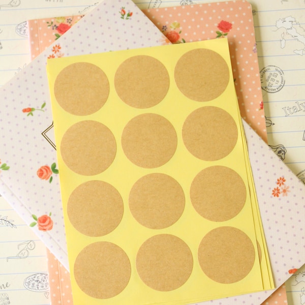 30pcs round blank KRAFT shapes sticker labels