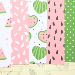 Lot de 04 papier cartonné imprimé Mélange pastèque rose 250 g/m²