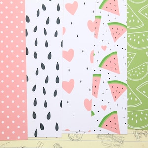 Lot 01 papier cartonné imprimé mélange pastèque rose 250 g/m²