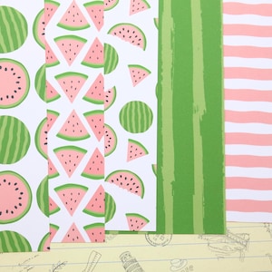 Lot de 02 papier cartonné imprimé Mélange pastèque rose 250 g/m²
