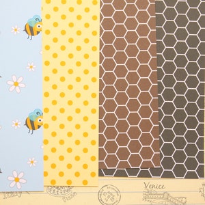 Lot de 04 papier cartonné imprimé Mélange d'abeilles, 250 g/m²