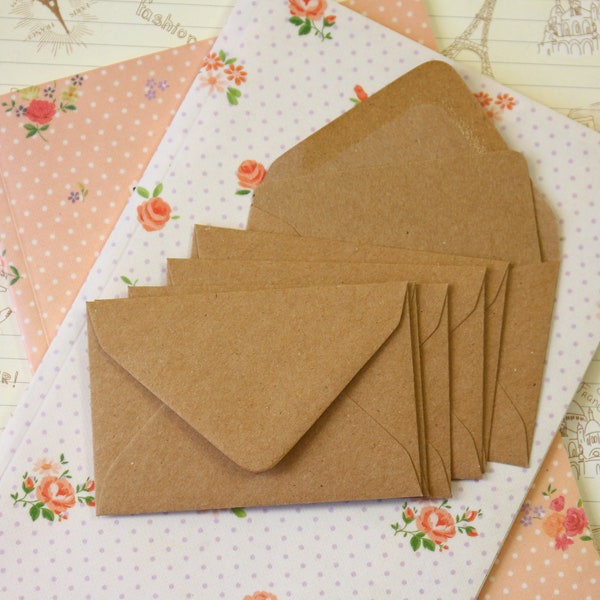 Plain Kraft Brown mini envelopes & Plain Kraft note cards