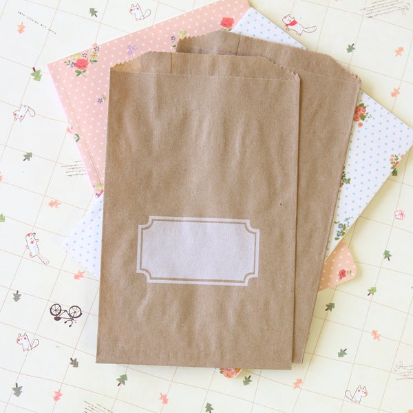 Notched Box Kraft Brown Middy Bitty Bags medium paper bags