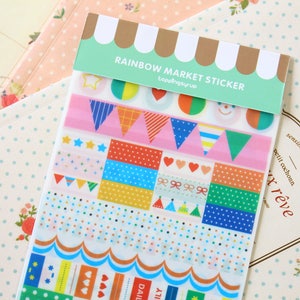 Rainbow Market scrapbooking diary stickers image 1