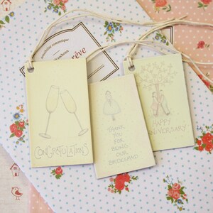 Étiquettes cadeaux imprimées sur le thème du mariage et de l'anniversaire