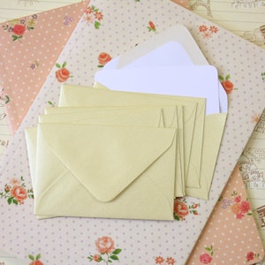 Mini enveloppes et cartes de correspondance champagne lustre