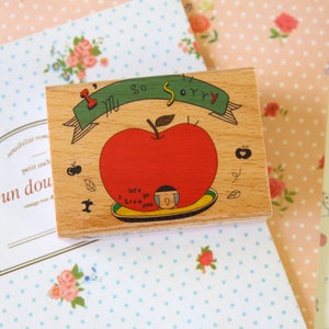 Fun Stamp Apple So Sorry cartoon rubber stamp image 1