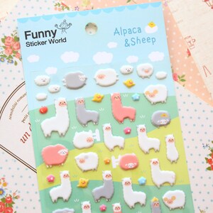 Yoofun Alpaca & Sheep puffy cartoon stickers image 1