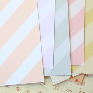 Lot 03 papier cartonné imprimé rayures crème glacée mélange pastel 250 g