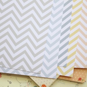 Lot 01 papier cartonné imprimé Chevrons Pastel Mix 250 g