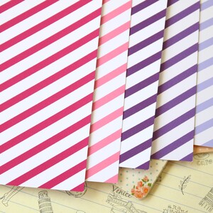 Papier cartonné imprimé rayures bonbon mauve 250 g/m²