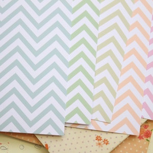 Lot 03 papier cartonné imprimé Chevrons Pastel Mix 250 g