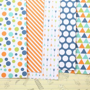 Lot de 02 papier cartonné imprimé bleu marine, orange et vert, 250 g/m²