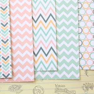 Lot 01 papier cartonné imprimé Beach Days Mix 250 g/m² - Menthe rose orange