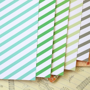Papier cartonné imprimé rayures bonbon vertes 250 g/m²