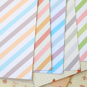 Lot 01 papier cartonné imprimé rayures crème glacée mélange pastel 250 g