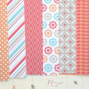 Set 03 Red Blue & Orange mix patterns printed card stock 250gsm
