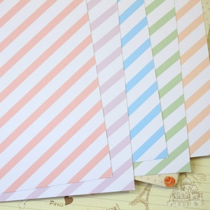 Papier cartonné imprimé 02 rayures pastel mix 250 g