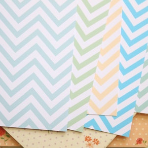 Lot de 04 papier cartonné imprimé Chevrons Pastel Mix 250 g