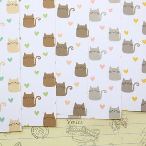 Set 01 Kitties and Hearts mix motif dessin animé imprimé papier cartonné 250 g/m²