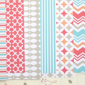 Set 02 Red Blue & Orange mix patterns printed card stock 250gsm