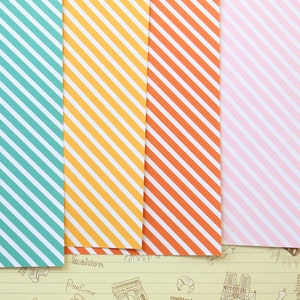 Lot de 03 papier cartonné imprimé rayures diagonales 250 g/m² - Bleu orange rose