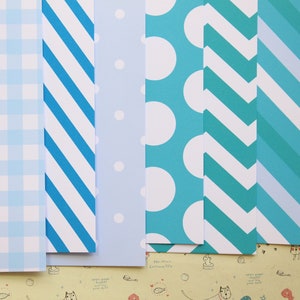 Lot 03 papier cartonné imprimé bleu pique-nique mélange 250 g/m²