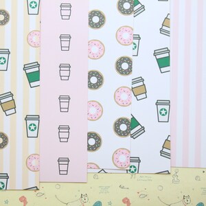 Set 01 papier cartonné imprimé motifs café et beignet 250 g/m²