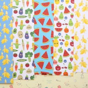Lot 01 papier cartonné imprimé motifs mignons de nourriture 250 g/m²
