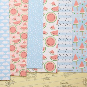 Lot 01 papier cartonné imprimé pastèque cool 250 g