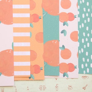 Lot de 02 papiers cartonnés imprimés Mélange d'oranges aquarelles 250 g