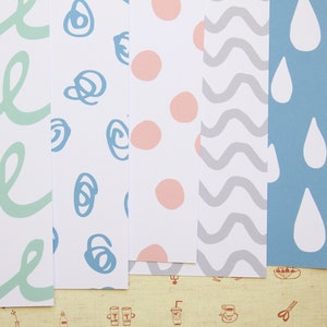 Lot de 06 griffonnages pastel, papier cartonné imprimé, 250 g/m²