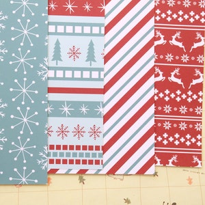 Lot 04 papier cartonné imprimé Mélange de Noël nordique 250 g