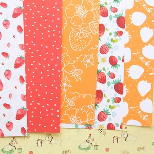 Lot 03 papier cartonné imprimé Mélange de fraises aquarelle 250 g
