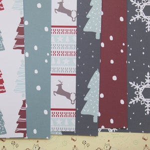Lot 01 papier cartonné imprimé mélange de Noël Scandi 250 g