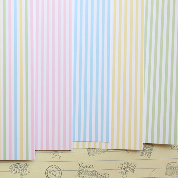 Mini Pastel Stripes Mix printed card stock 250gsm
