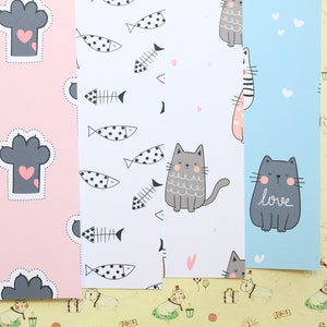 Set 01 papier cartonné imprimé motif dessin animé mélange chat et poisson 250 g