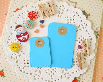 Aquamarine Blue reinforced Rounded Midi Tags