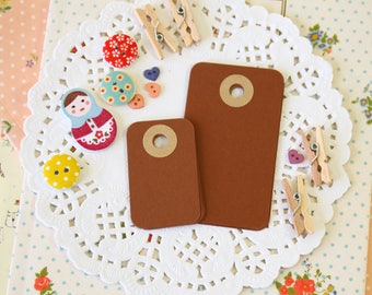 Chocolate Brown reinforced Rounded Midi Tags