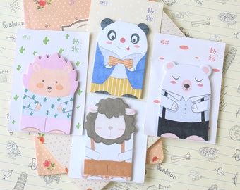 Cute Animal Paper Shapes cartoon sticky notes