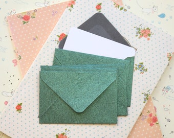 Forest Green textured mini envelopes and note cards